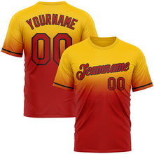 Load image into Gallery viewer, Custom Yellow Red-Black Fade Fashion Performance T-Shirt
