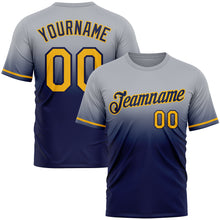 Load image into Gallery viewer, Custom Gray Gold-Navy Fade Fashion Performance T-Shirt
