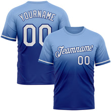 Load image into Gallery viewer, Custom Light Blue White-Royal Fade Fashion Performance T-Shirt
