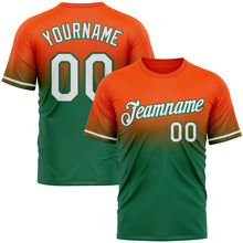 Load image into Gallery viewer, Custom Orange White-Kelly Green Fade Fashion Performance T-Shirt
