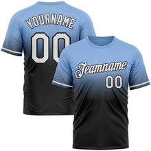 Load image into Gallery viewer, Custom Light Blue White-Black Fade Fashion Performance T-Shirt
