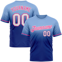 Load image into Gallery viewer, Custom Light Blue Royal-Pink Fade Fashion Performance T-Shirt
