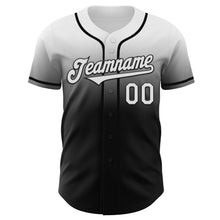 Load image into Gallery viewer, Custom White Black Authentic Fade Fashion Baseball Jersey
