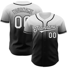 Load image into Gallery viewer, Custom White Black Authentic Fade Fashion Baseball Jersey

