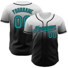 Load image into Gallery viewer, Custom White Teal-Black Authentic Fade Fashion Baseball Jersey
