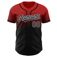 Load image into Gallery viewer, Custom Red Black-White Authentic Fade Fashion Baseball Jersey
