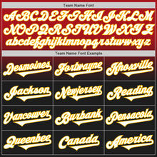 Load image into Gallery viewer, Custom Red Black-Gold Authentic Fade Fashion Baseball Jersey
