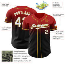 Load image into Gallery viewer, Custom Red Black-Old Gold Authentic Fade Fashion Baseball Jersey
