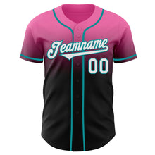 Load image into Gallery viewer, Custom Pink Black-Teal Authentic Fade Fashion Baseball Jersey
