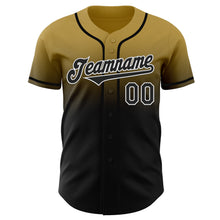 Load image into Gallery viewer, Custom Old Gold Black-White Authentic Fade Fashion Baseball Jersey
