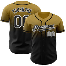 Load image into Gallery viewer, Custom Old Gold Black-White Authentic Fade Fashion Baseball Jersey
