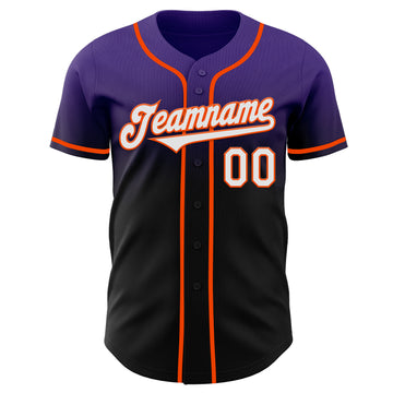 Custom Purple Black-Orange Authentic Fade Fashion Baseball Jersey