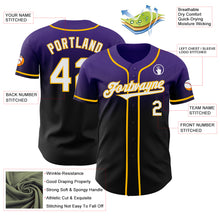 Load image into Gallery viewer, Custom Purple Black-Gold Authentic Fade Fashion Baseball Jersey
