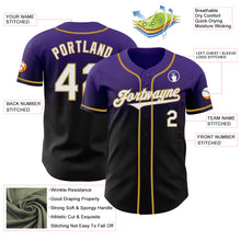 Load image into Gallery viewer, Custom Purple Black-Old Gold Authentic Fade Fashion Baseball Jersey
