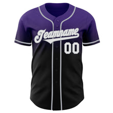 Load image into Gallery viewer, Custom Purple Black-Gray Authentic Fade Fashion Baseball Jersey
