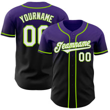 Load image into Gallery viewer, Custom Purple Black-Neon Green Authentic Fade Fashion Baseball Jersey
