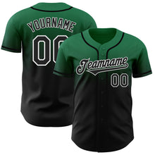 Load image into Gallery viewer, Custom Kelly Green Black-White Authentic Fade Fashion Baseball Jersey
