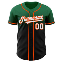 Load image into Gallery viewer, Custom Kelly Green Black-Orange Authentic Fade Fashion Baseball Jersey
