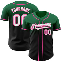 Load image into Gallery viewer, Custom Kelly Green Black-Pink Authentic Fade Fashion Baseball Jersey
