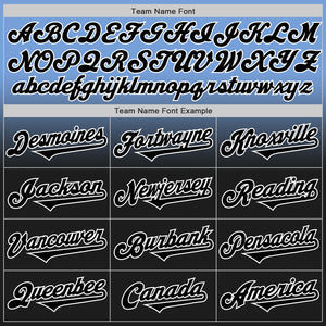 Custom Light Blue Black-White Authentic Fade Fashion Baseball Jersey