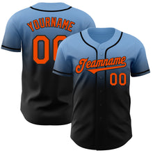 Load image into Gallery viewer, Custom Light Blue Orange-Black Authentic Fade Fashion Baseball Jersey
