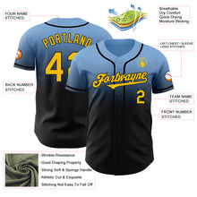 Load image into Gallery viewer, Custom Light Blue Yellow-Black Authentic Fade Fashion Baseball Jersey
