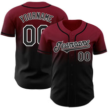 Load image into Gallery viewer, Custom Crimson Black-White Authentic Fade Fashion Baseball Jersey
