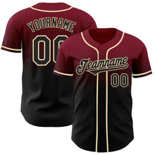 Load image into Gallery viewer, Custom Crimson Black-Cream Authentic Fade Fashion Baseball Jersey
