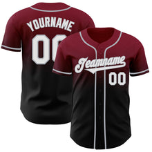 Load image into Gallery viewer, Custom Crimson Black-Gray Authentic Fade Fashion Baseball Jersey
