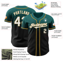 Load image into Gallery viewer, Custom Teal Black-Old Gold Authentic Fade Fashion Baseball Jersey
