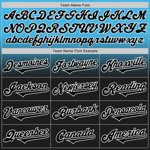 Custom Sky Blue Black-White Authentic Fade Fashion Baseball Jersey