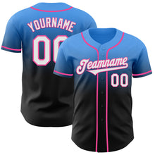 Load image into Gallery viewer, Custom Electric Blue Black-Pink Authentic Fade Fashion Baseball Jersey
