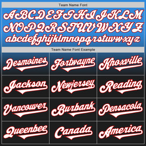 Custom Electric Blue Black-Red Authentic Fade Fashion Baseball Jersey