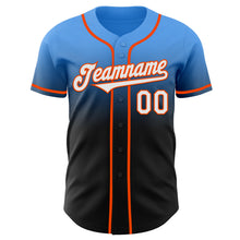 Load image into Gallery viewer, Custom Electric Blue Black-Orange Authentic Fade Fashion Baseball Jersey
