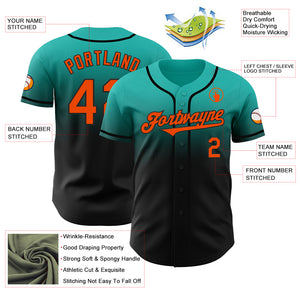 Custom Aqua Orange-Black Authentic Fade Fashion Baseball Jersey