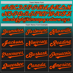 Custom Aqua Orange-Black Authentic Fade Fashion Baseball Jersey
