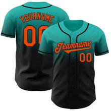 Load image into Gallery viewer, Custom Aqua Orange-Black Authentic Fade Fashion Baseball Jersey
