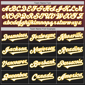Custom Burgundy Black-Gold Authentic Fade Fashion Baseball Jersey