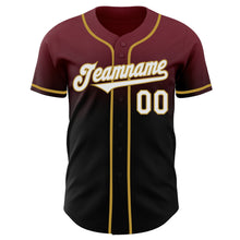 Load image into Gallery viewer, Custom Burgundy Black-Old Gold Authentic Fade Fashion Baseball Jersey

