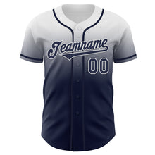 Load image into Gallery viewer, Custom White Navy Authentic Fade Fashion Baseball Jersey
