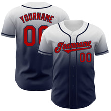 Load image into Gallery viewer, Custom White Red-Navy Authentic Fade Fashion Baseball Jersey
