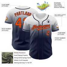 Load image into Gallery viewer, Custom White Orange-Navy Authentic Fade Fashion Baseball Jersey
