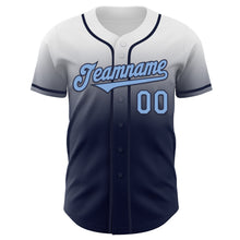 Load image into Gallery viewer, Custom White Light Blue-Navy Authentic Fade Fashion Baseball Jersey
