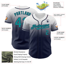 Load image into Gallery viewer, Custom White Teal-Navy Authentic Fade Fashion Baseball Jersey
