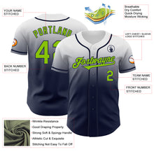 Load image into Gallery viewer, Custom White Neon Green-Navy Authentic Fade Fashion Baseball Jersey
