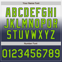 Load image into Gallery viewer, Custom White Neon Green-Navy Authentic Fade Fashion Baseball Jersey
