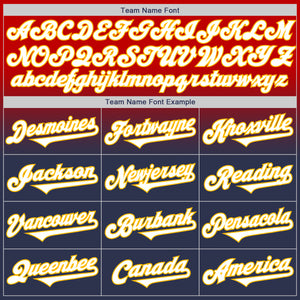 Custom Red Navy-Gold Authentic Fade Fashion Baseball Jersey