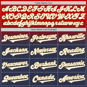 Custom Red Navy-Old Gold Authentic Fade Fashion Baseball Jersey