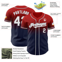 Load image into Gallery viewer, Custom Red Navy-Gray Authentic Fade Fashion Baseball Jersey
