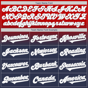 Custom Red Navy-Gray Authentic Fade Fashion Baseball Jersey